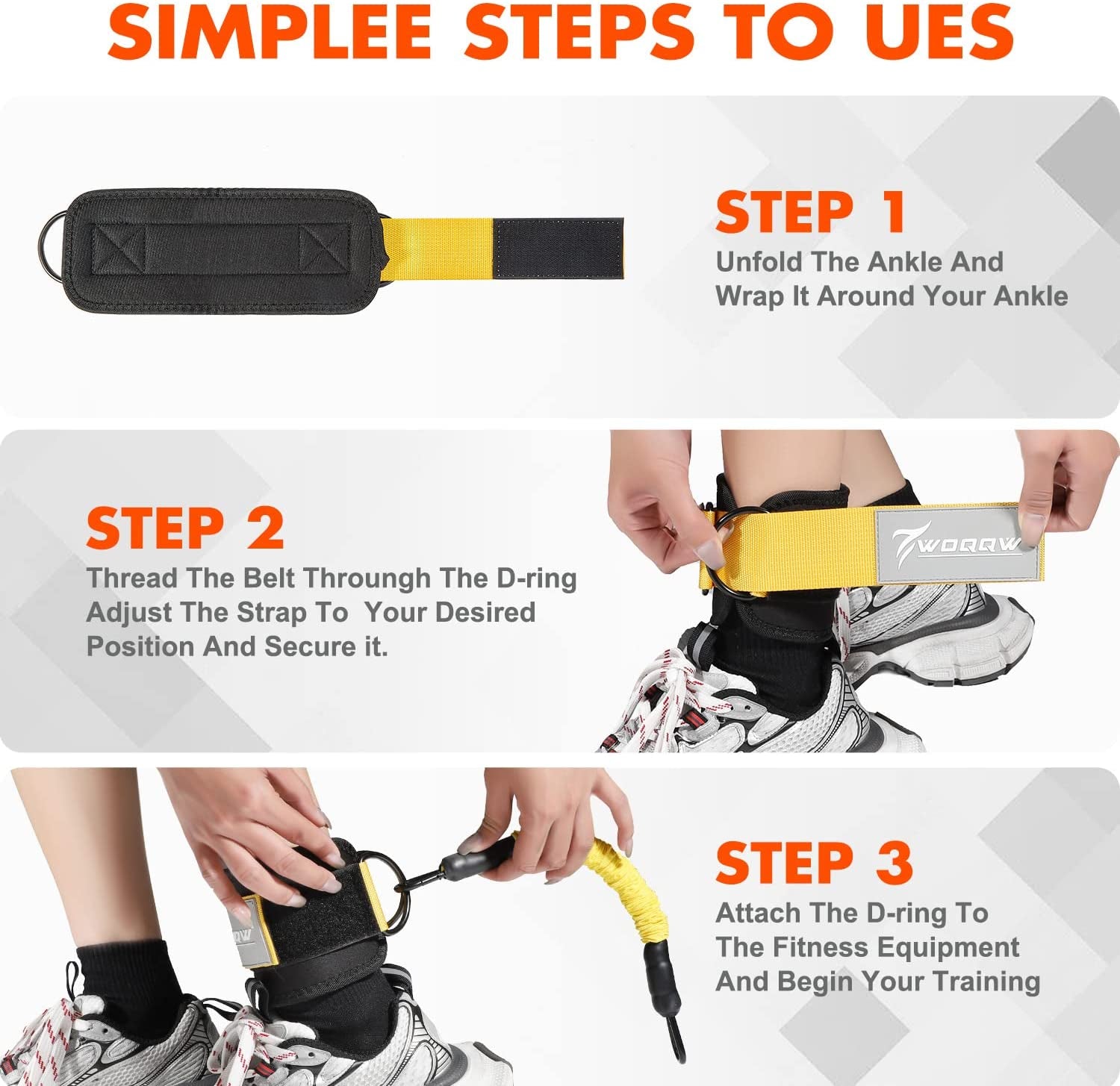 Ankle Resistance Bands with Cuffs, Ankle Bands for Working Out, Glutes Workout E